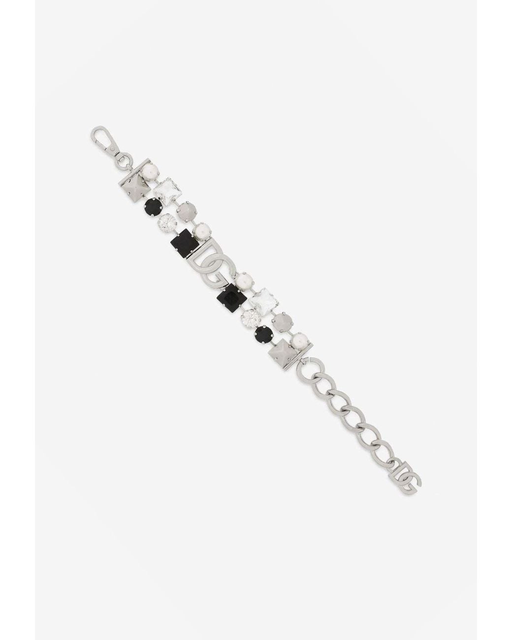 Dolce & Gabbana Metallic Dg Logo Crystal Bracelet