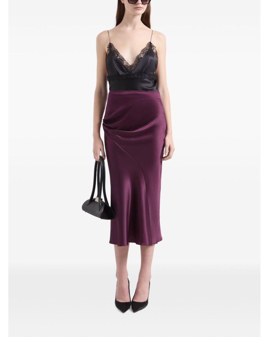 Nina Ricci Purple Asymmetrical Draped Skirt