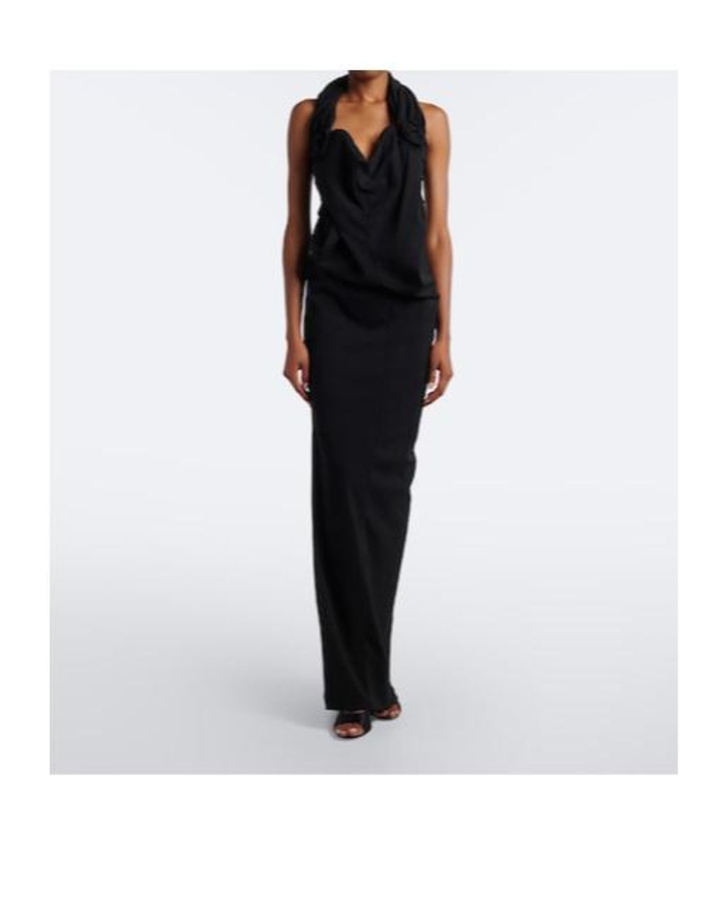 Magda Butrym Black Floral-Appliqué Wool-Blend Gown