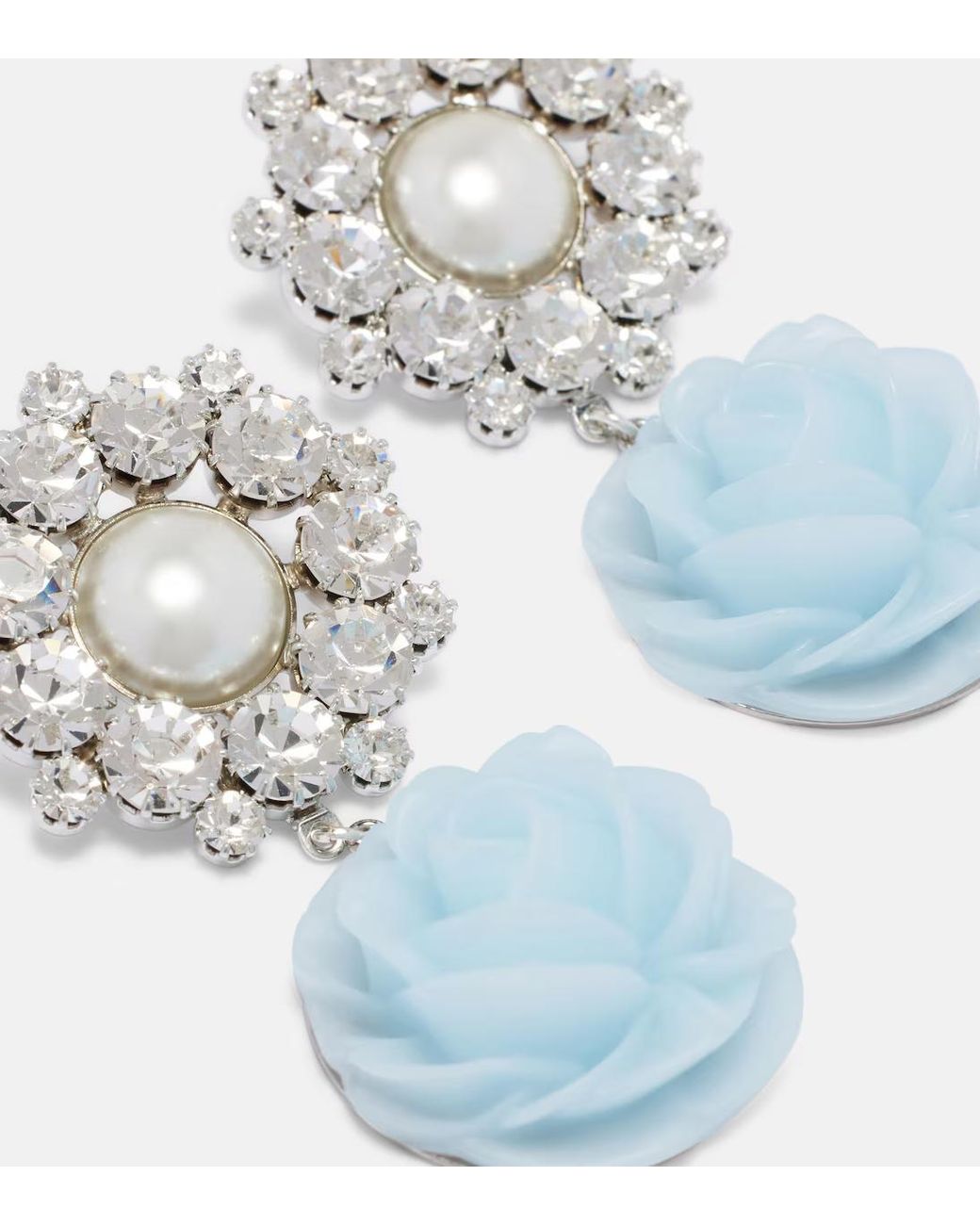 Magda Butrym White Floral Appliqué Dangling Earrings