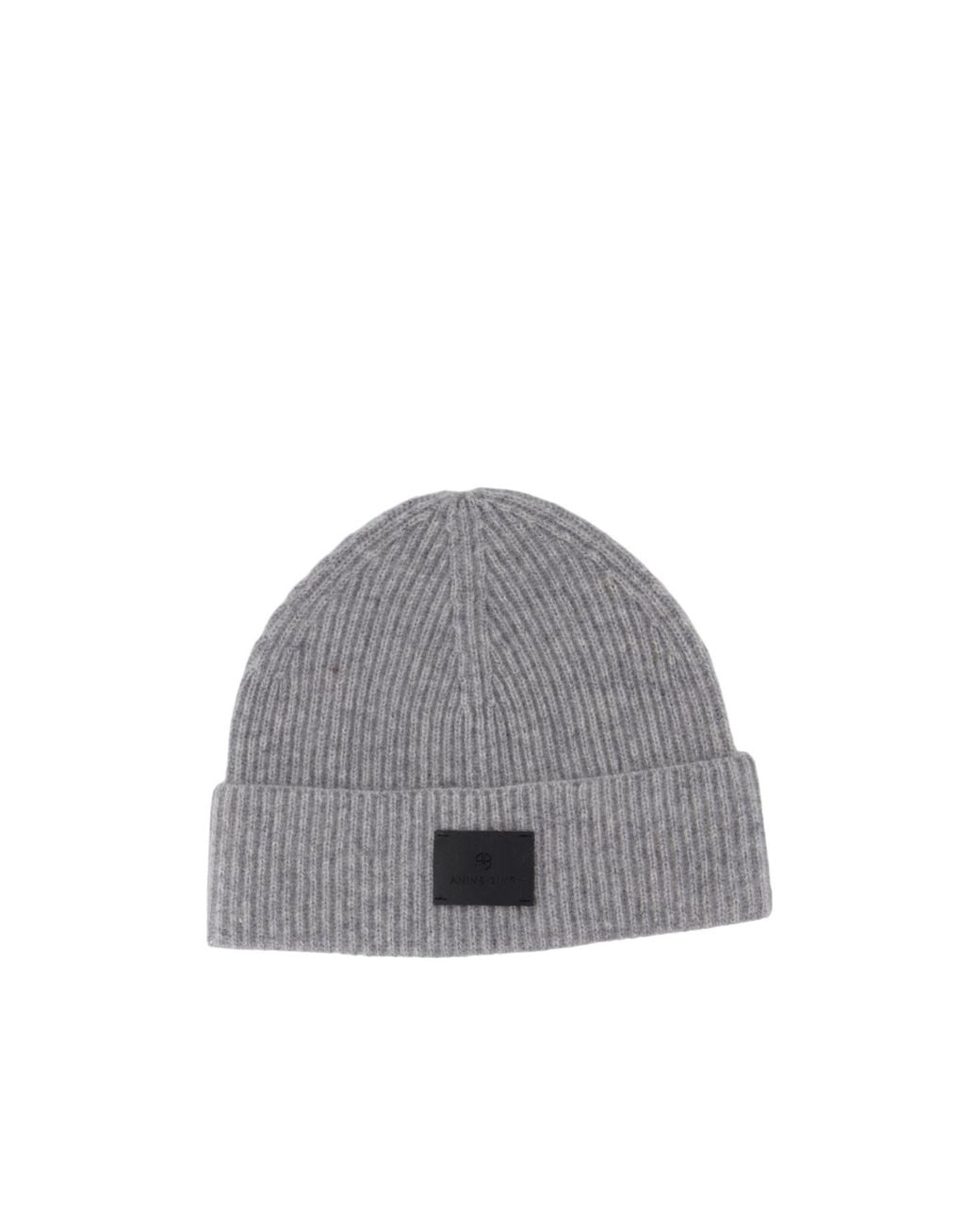 Anine Bing Gray Ribbed Beanie