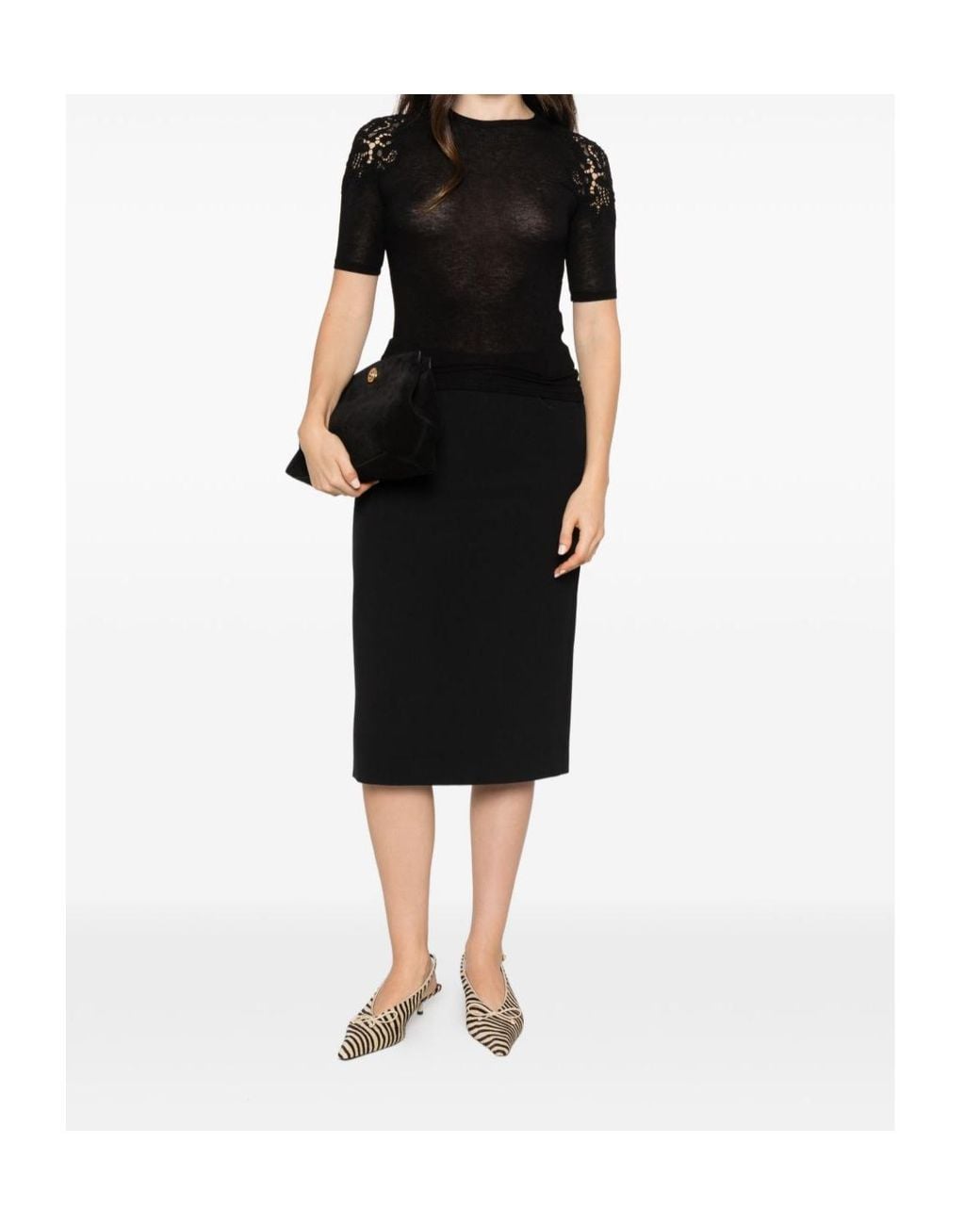 Ermanno Scervino Black Floral Lace Knit Top