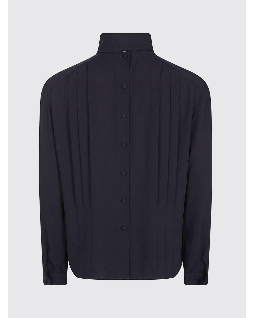 N°21 Blue Ruched Keyhole-Neck Blouse