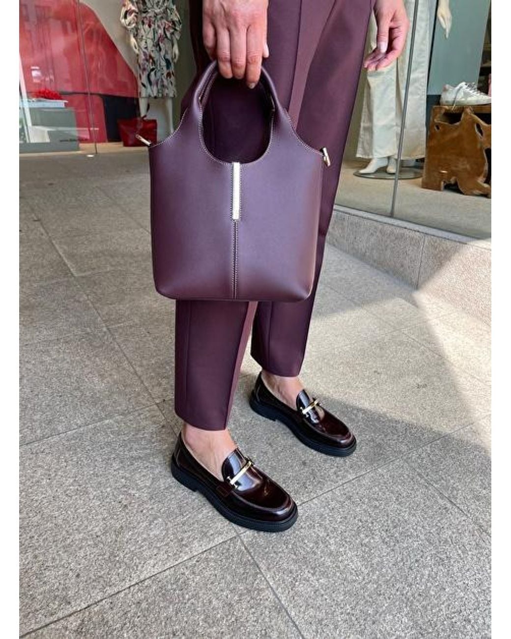 Tod's Purple Logo Engraved Mini Shopping Bag
