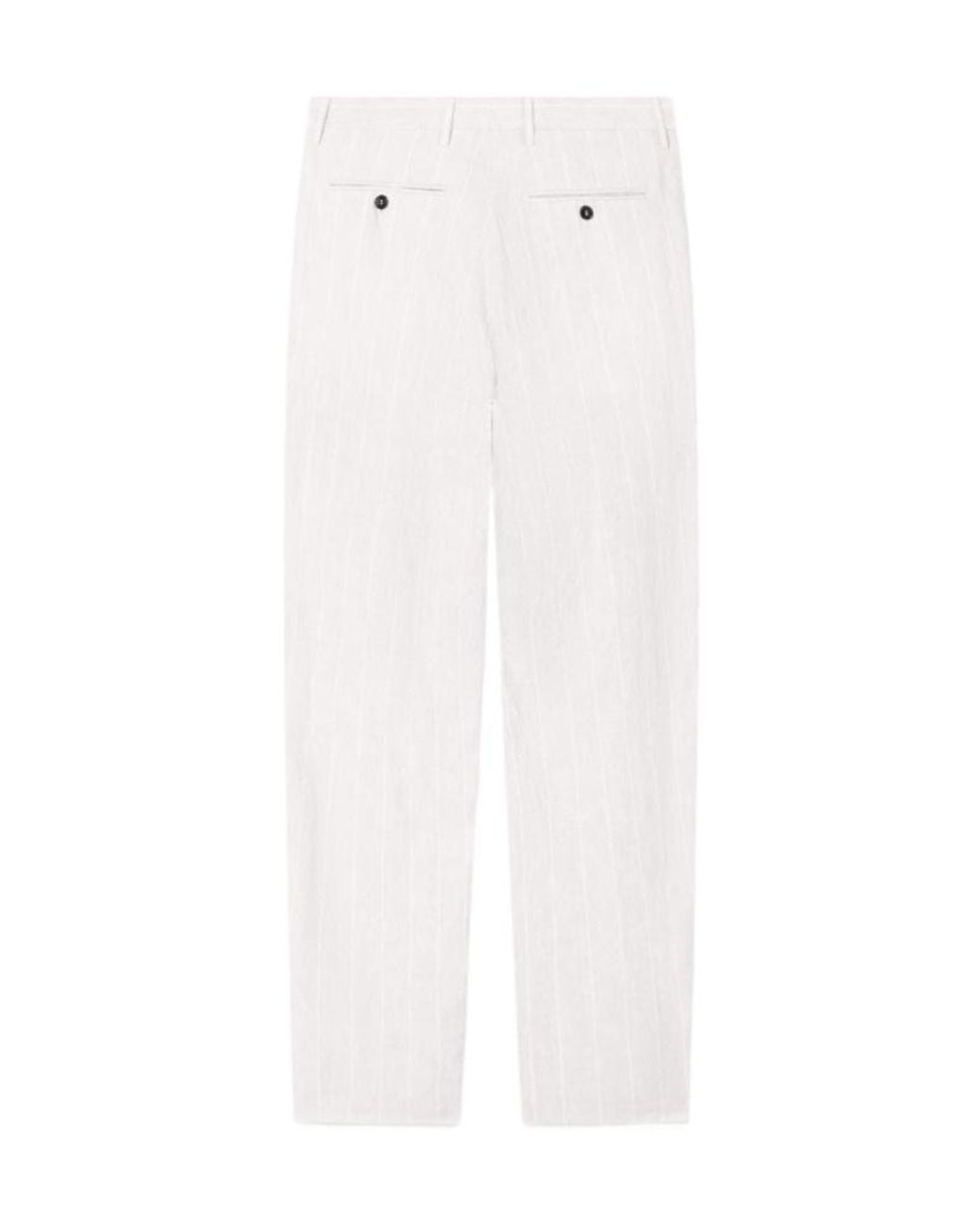 Giorgio Armani White Pleat Detailed Striped Trousers for men