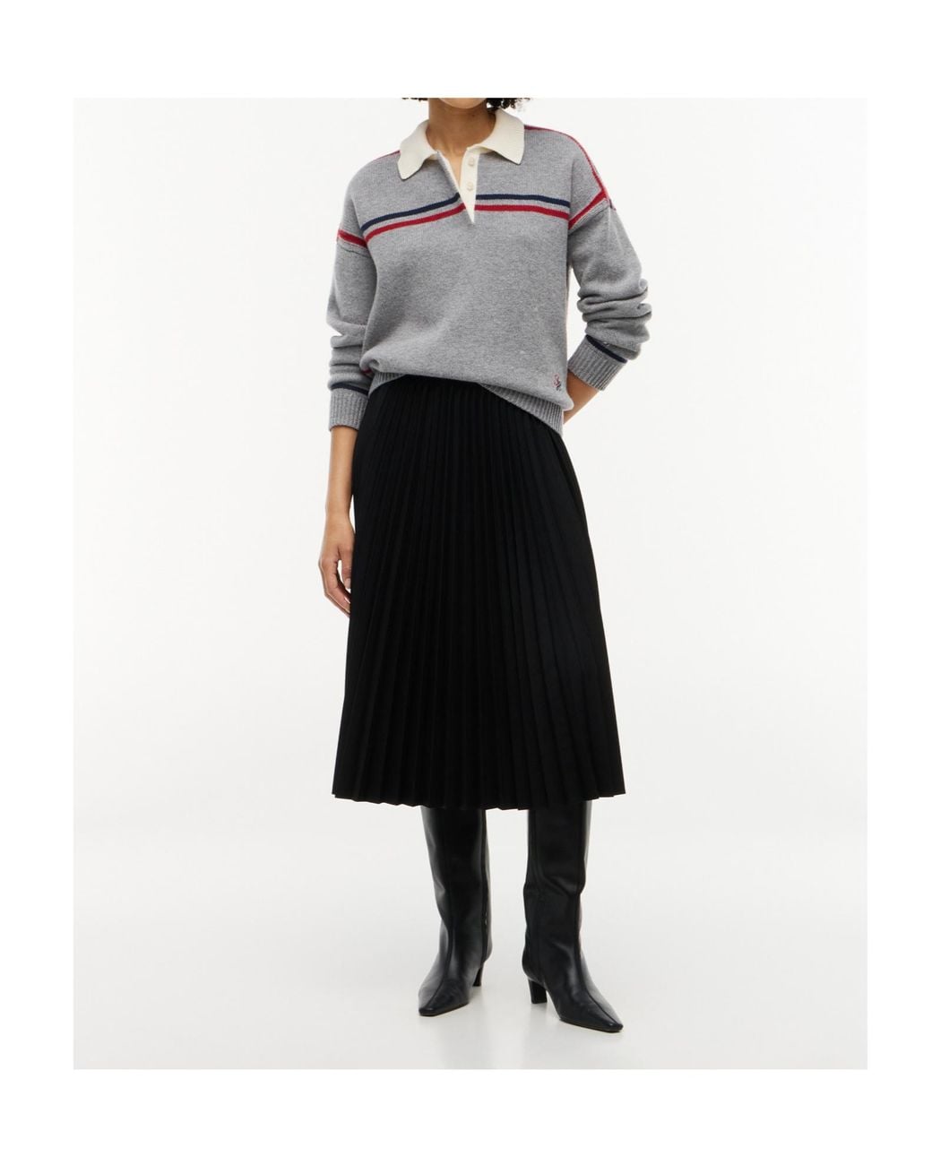 Tommy Hilfiger Black Pleated Midi Skirt