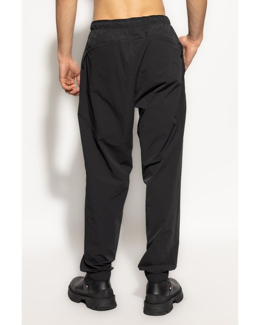 Moncler Black Logo Patch Tapered-Leg Trousers for men