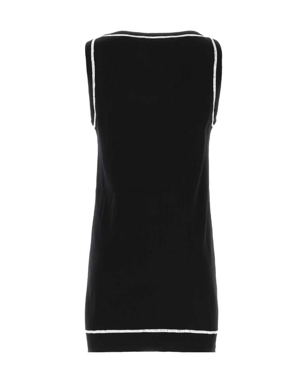 Miu Miu Black Contrast Stitching Mini Dress