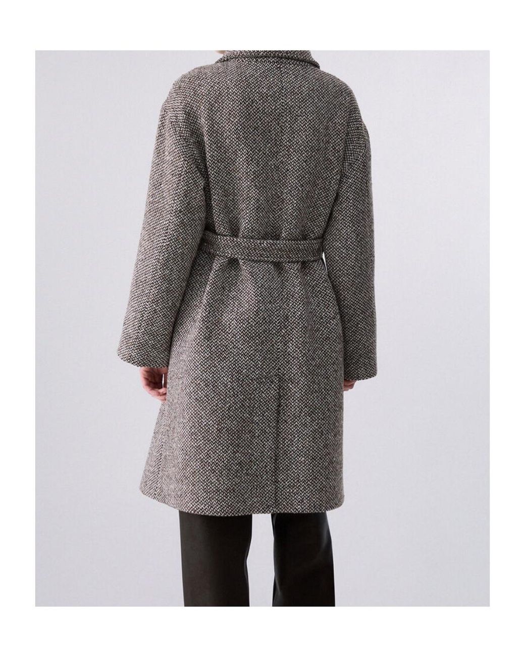 Liu Jo Gray Belted Houndstooth Coat