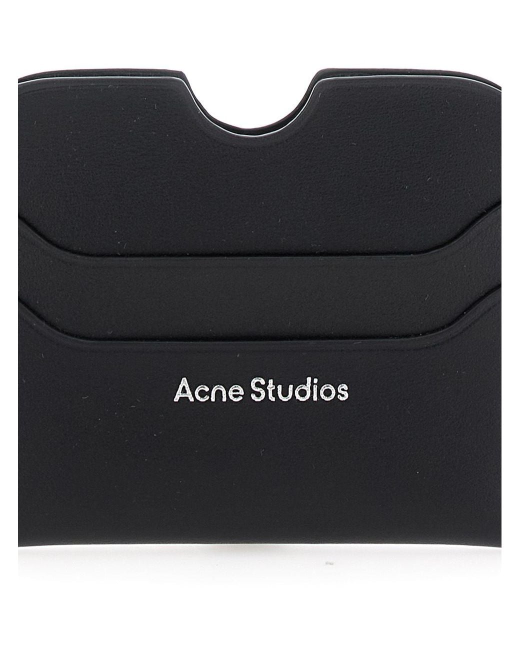 Acne Black Logo Detailed Open Top Cardholder for men