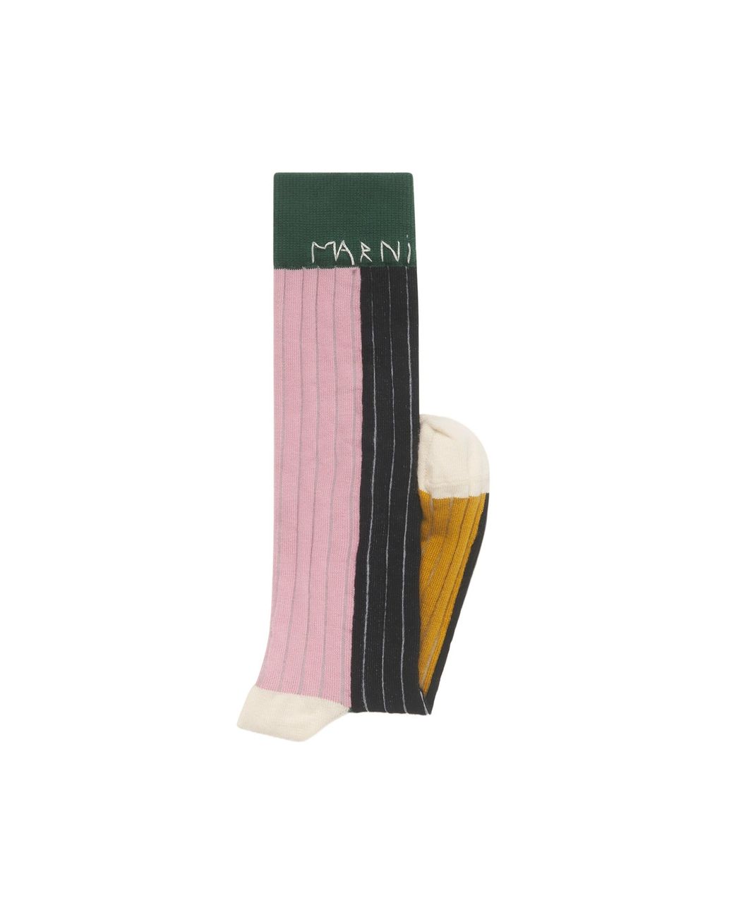Marni Green And Cotton Colour-Block Socks