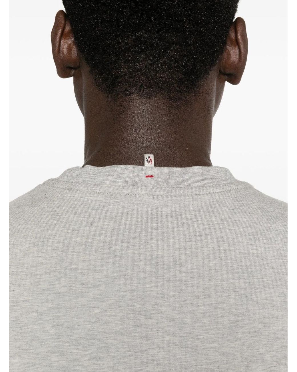 Moncler Gray Grenoble Logo Printed Crewneck T-Shirt for men