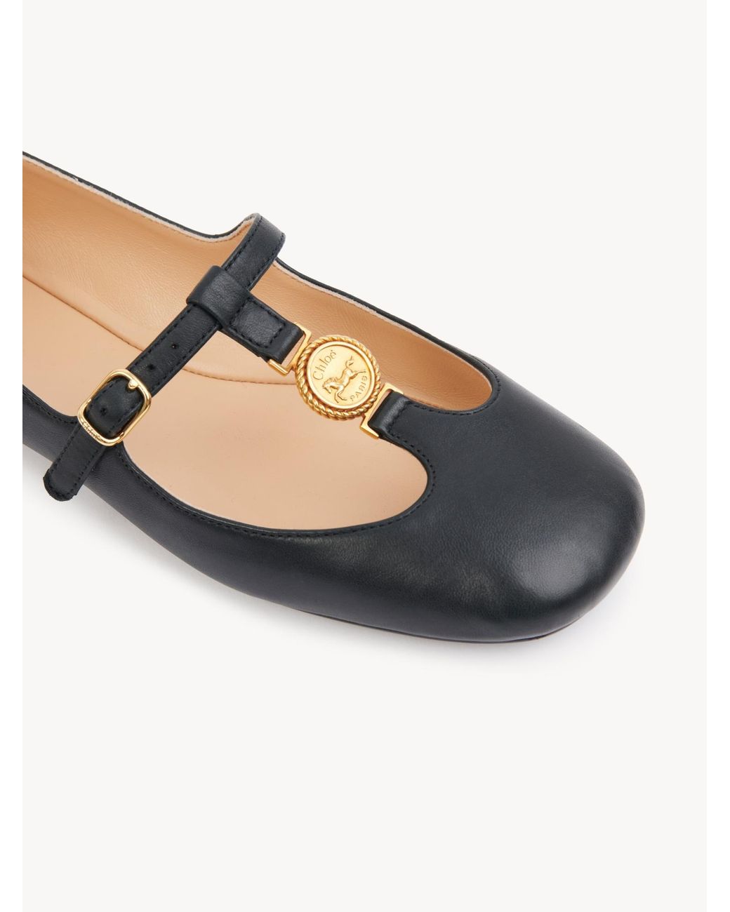 Chloé Black Logo-Medal Ballet Flats
