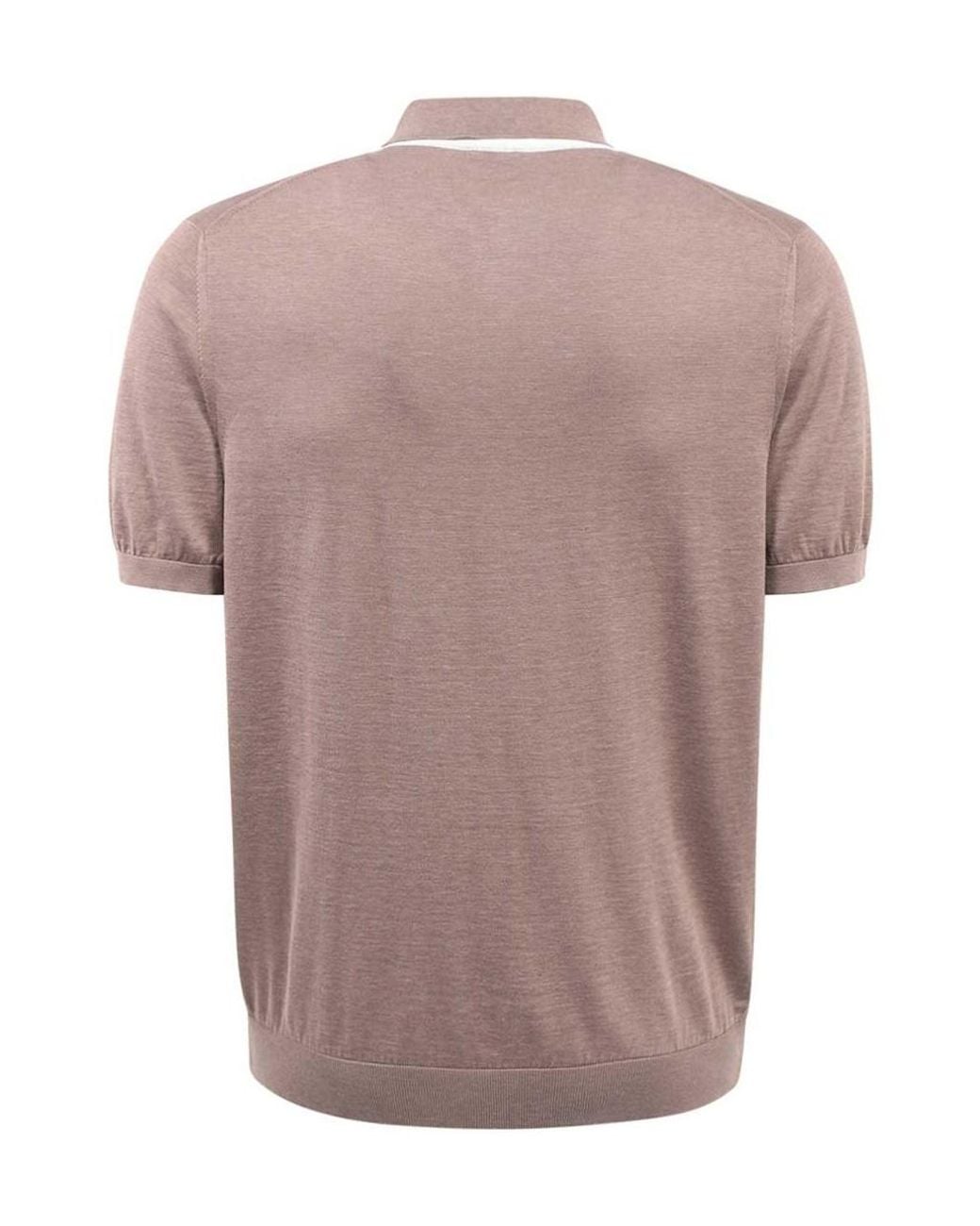 Kiton Pink Short-Sleeved Polo Shirt for men
