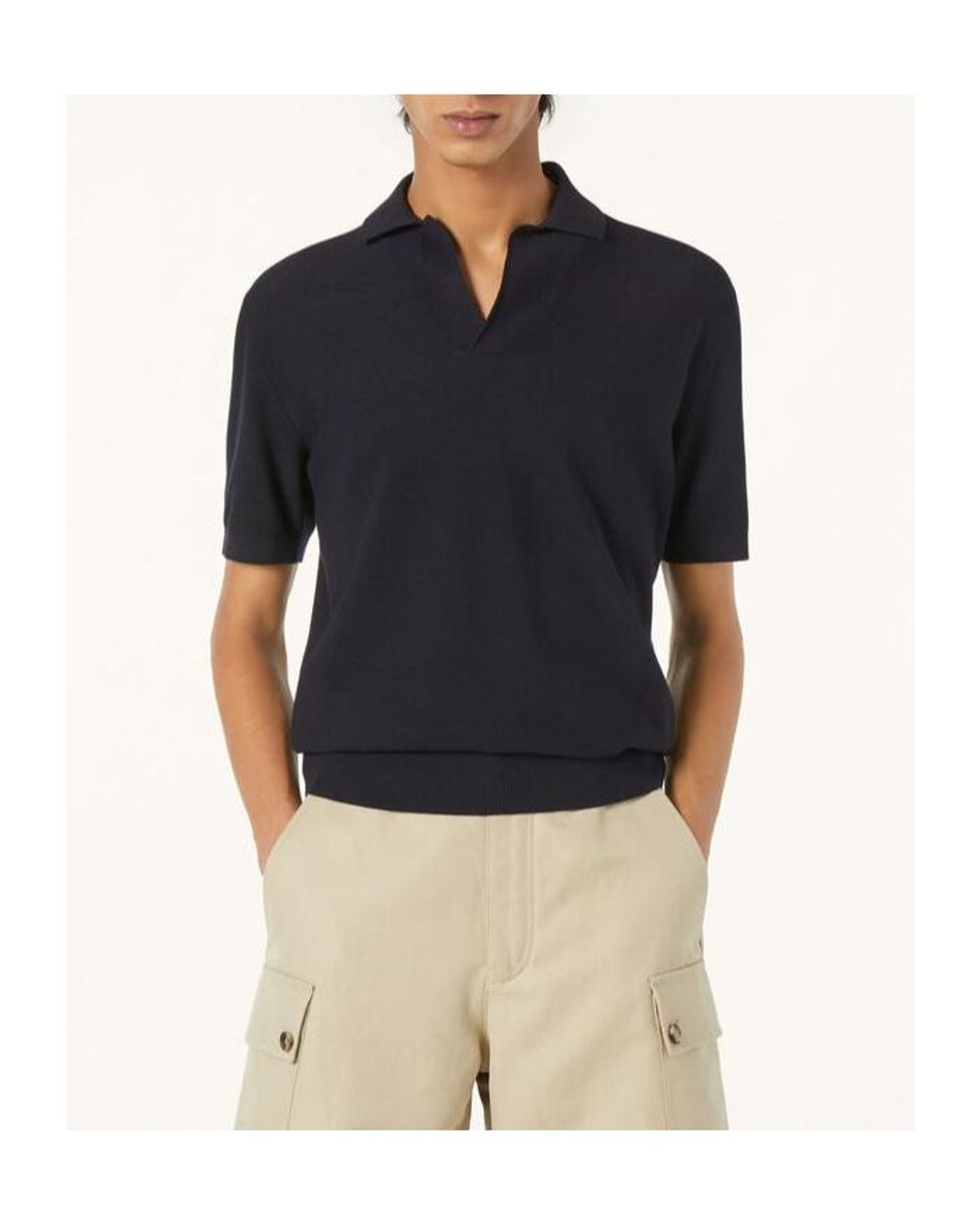 Loro Piana Black Basic Short-Sleeved Polo Shirt for men