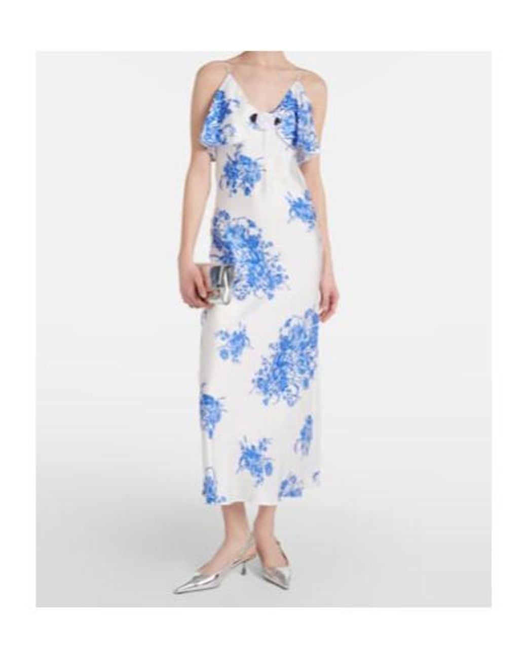 Rodarte Blue Floral Silk Slip Dress