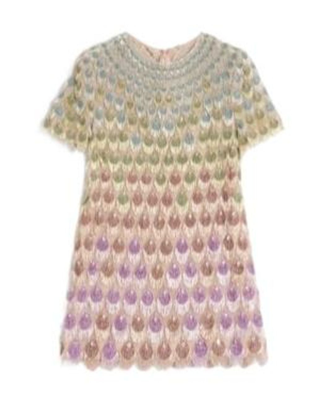 Valentino Multicolor Short Embroidered Organza Dress