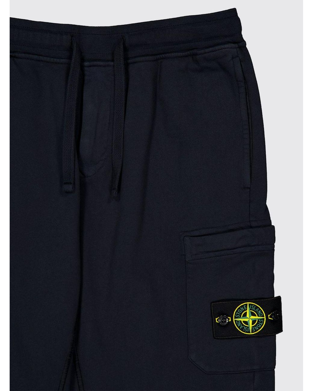 Stone Island Blue Compass Patch Drawstring Trousers for men