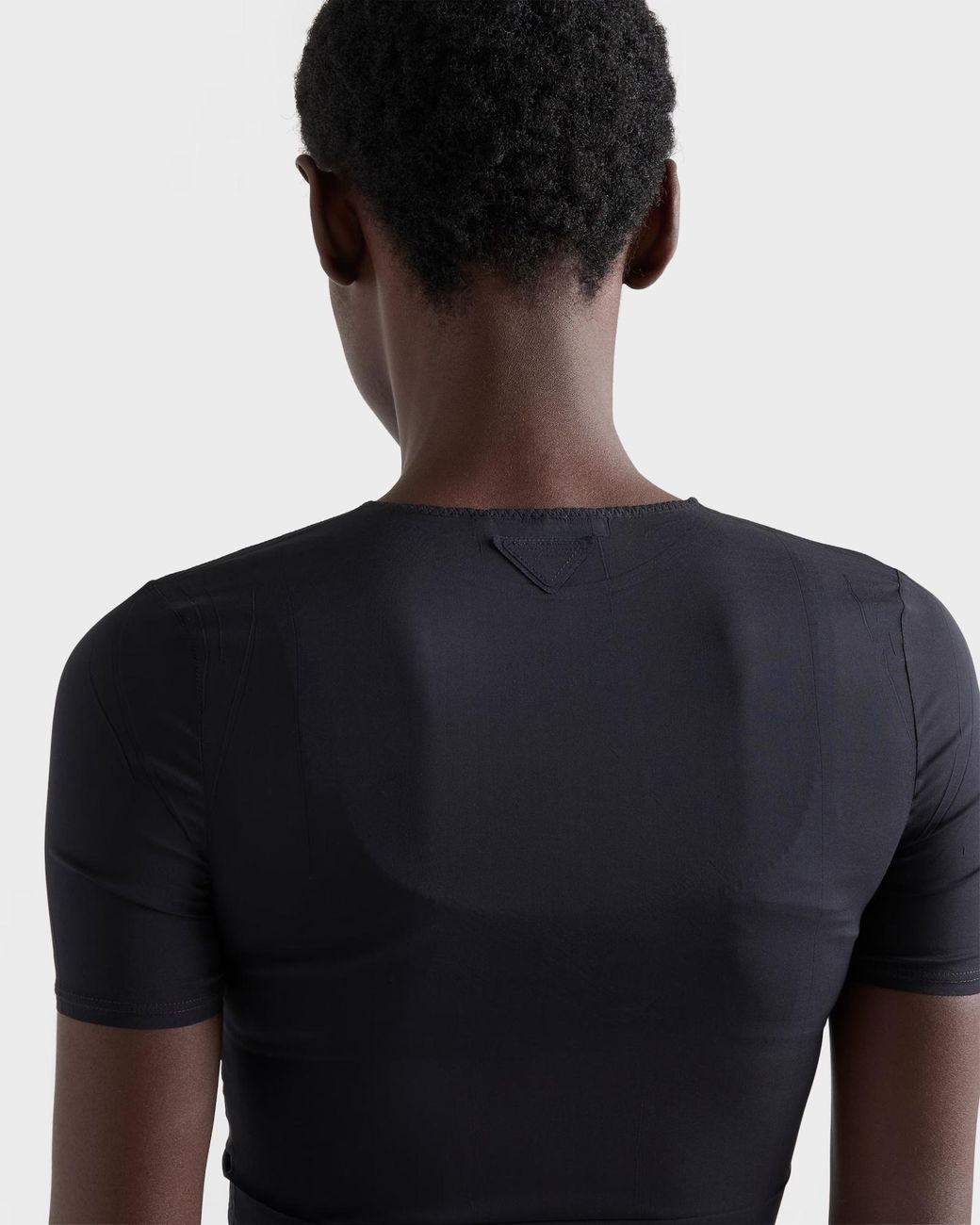 Prada Black Stretch Silk Chiffon Top
