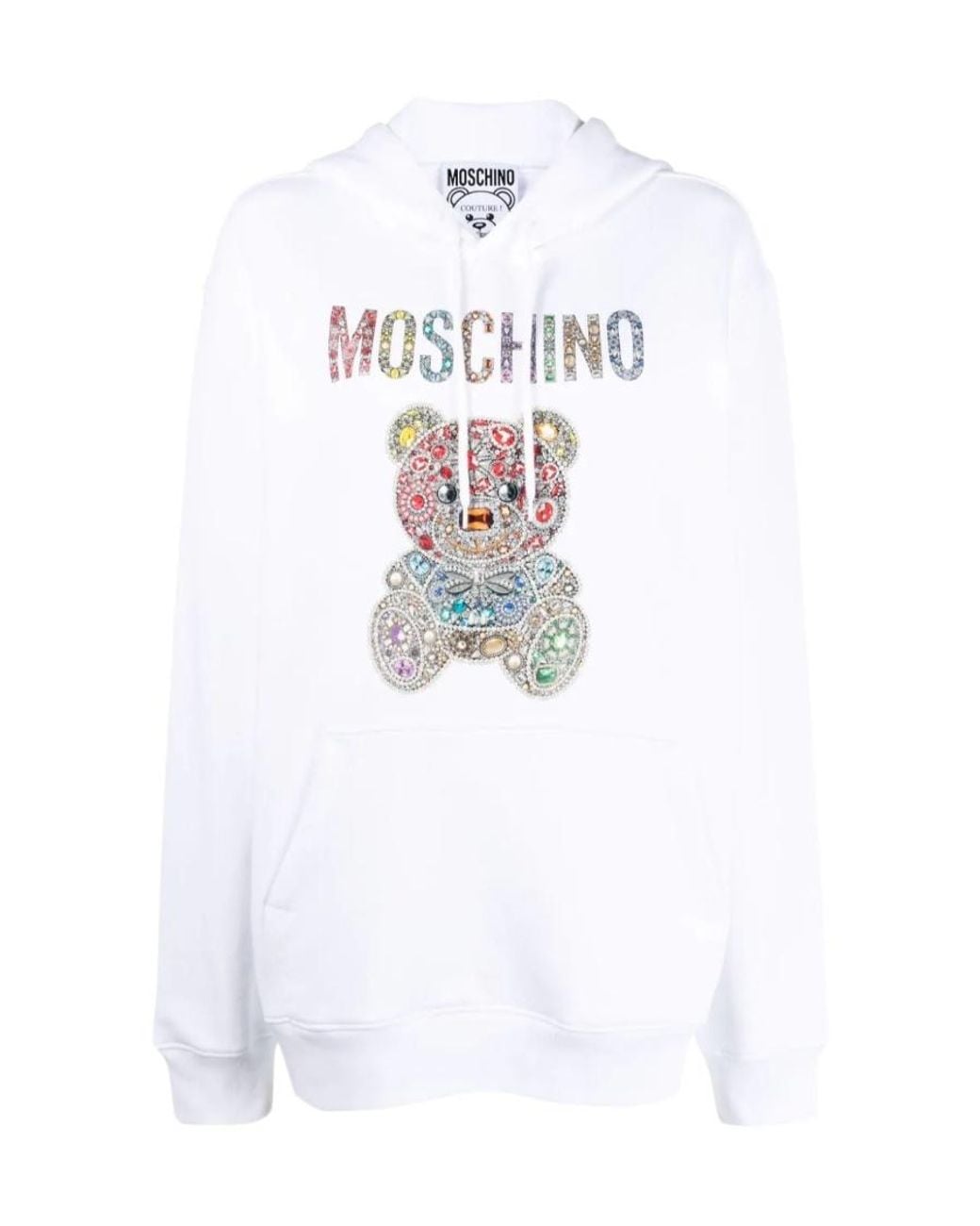 Moschino White Pull Rope Hooded Sweater