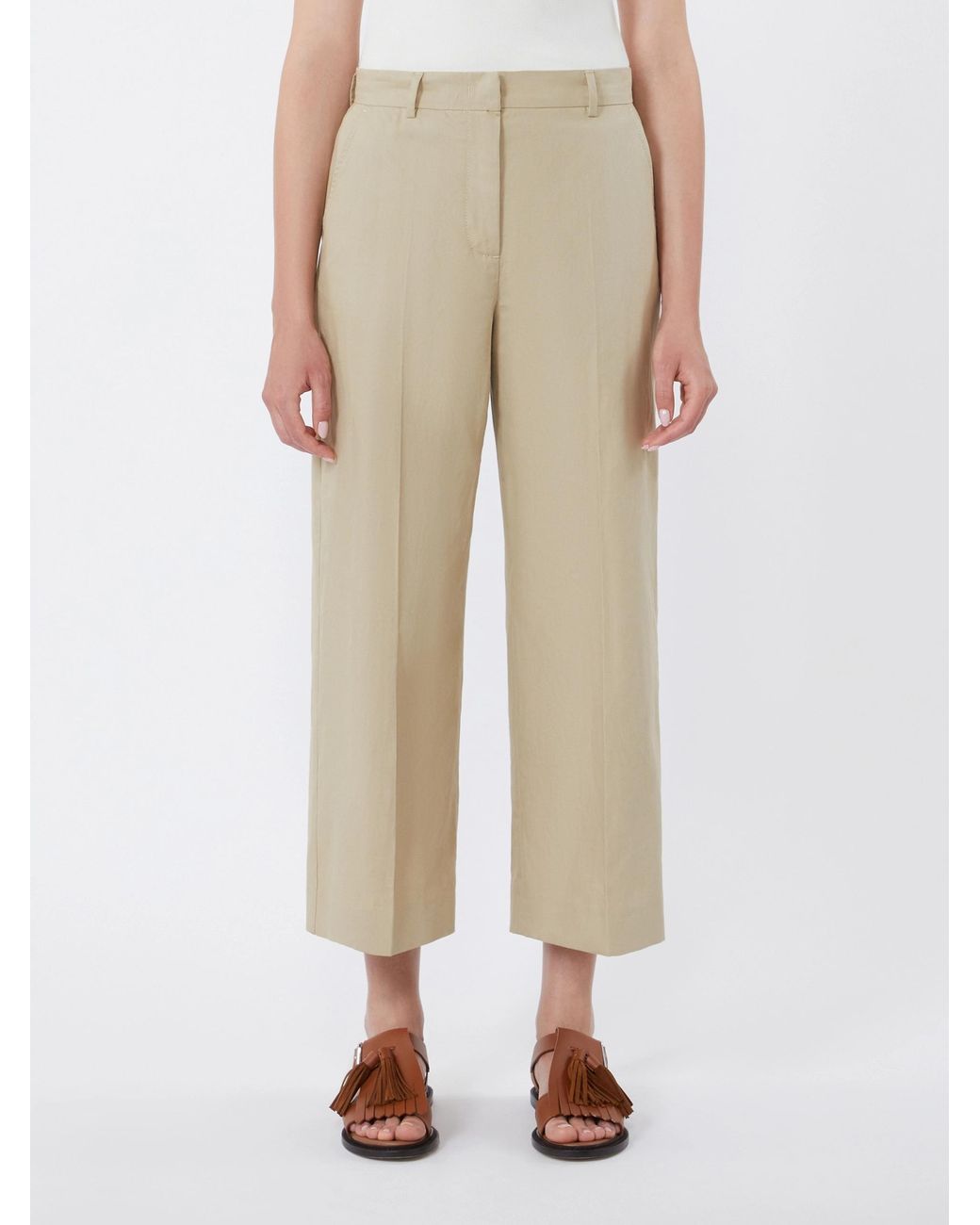 Weekend by Maxmara Natural Cotton And Linen Canvas Trousers