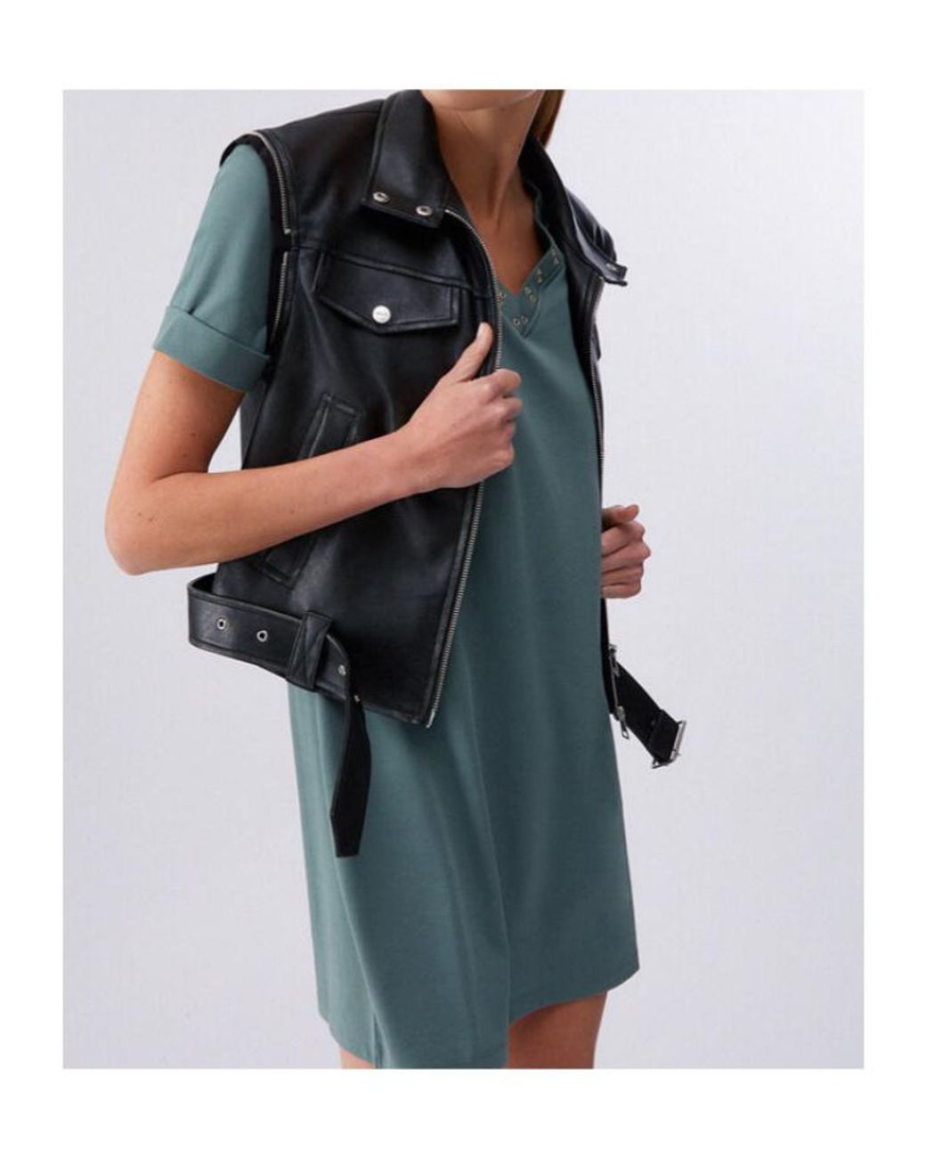Liu Jo Green Decorative Eyelets Short Dress