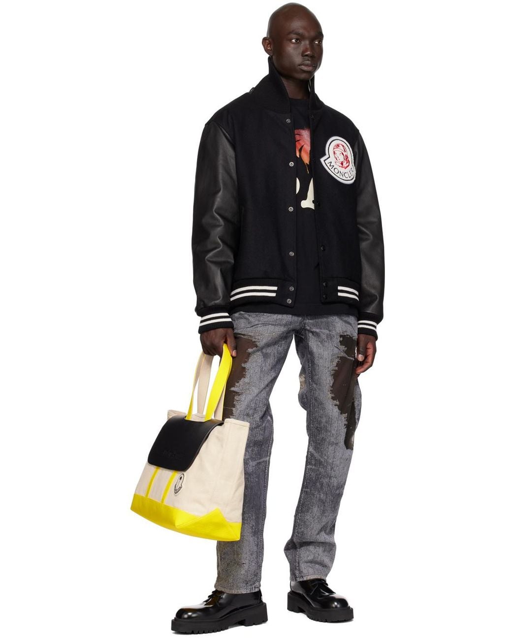 Moncler Yellow X Palm Angels Logo Logo Handbag for men