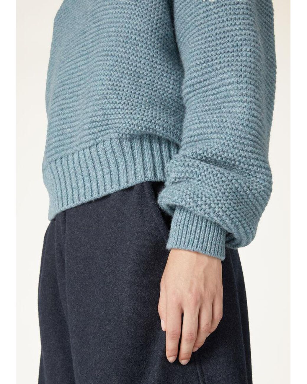 Loro Piana Blue Ashi Lambswool Crew Neck Sweater