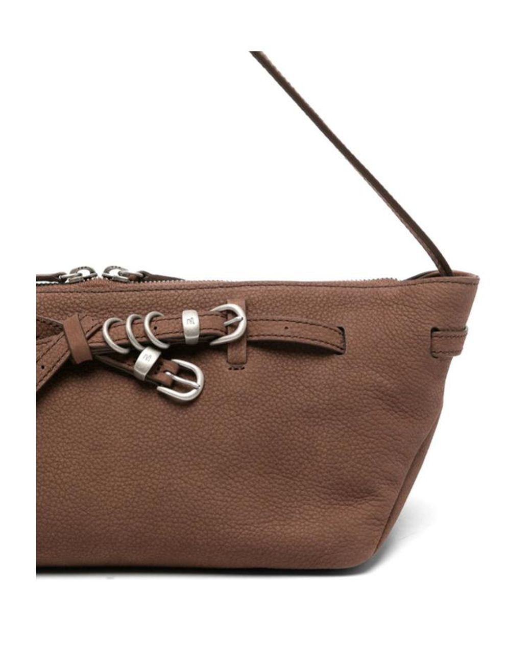 MARGE SHERWOOD Brown Lace-Up Detail Shoulder Bag