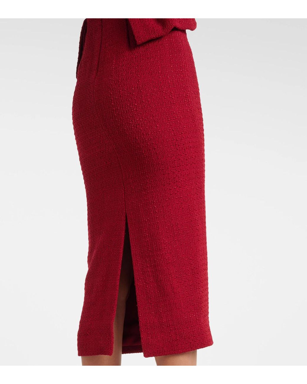 Roland Mouret Red Boucle Midi Dress