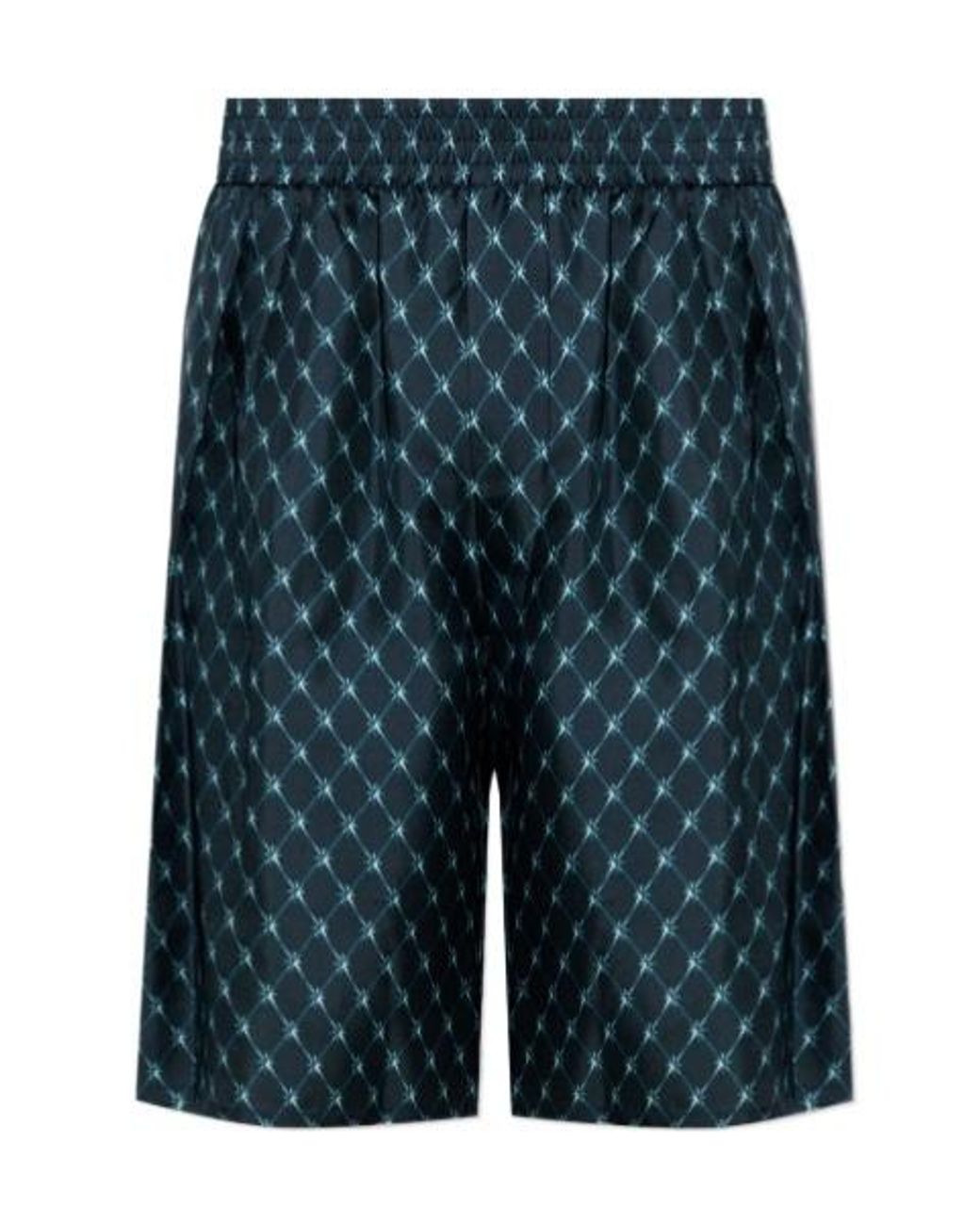 Balmain Blue Geometric Print Shorts for men