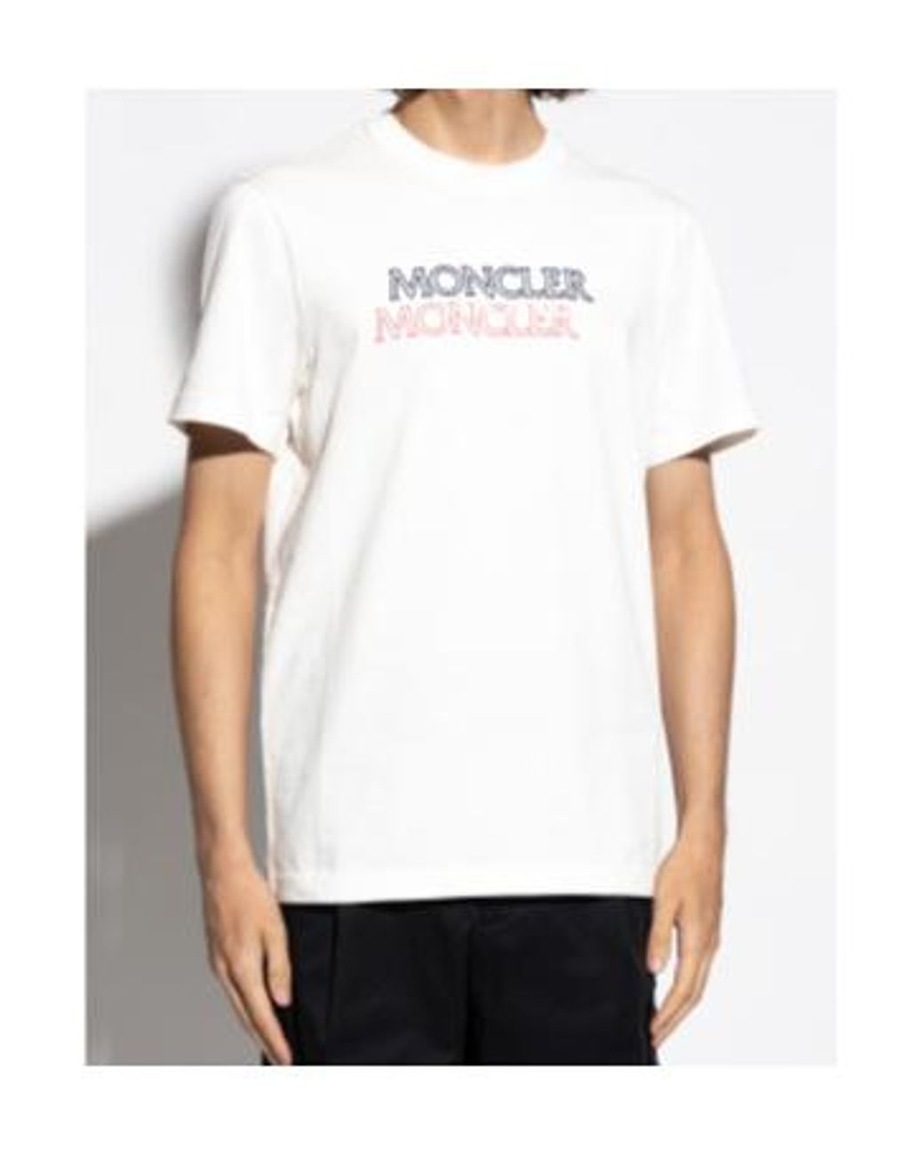 Moncler White Logo Printed Crewneck T-Shirt for men