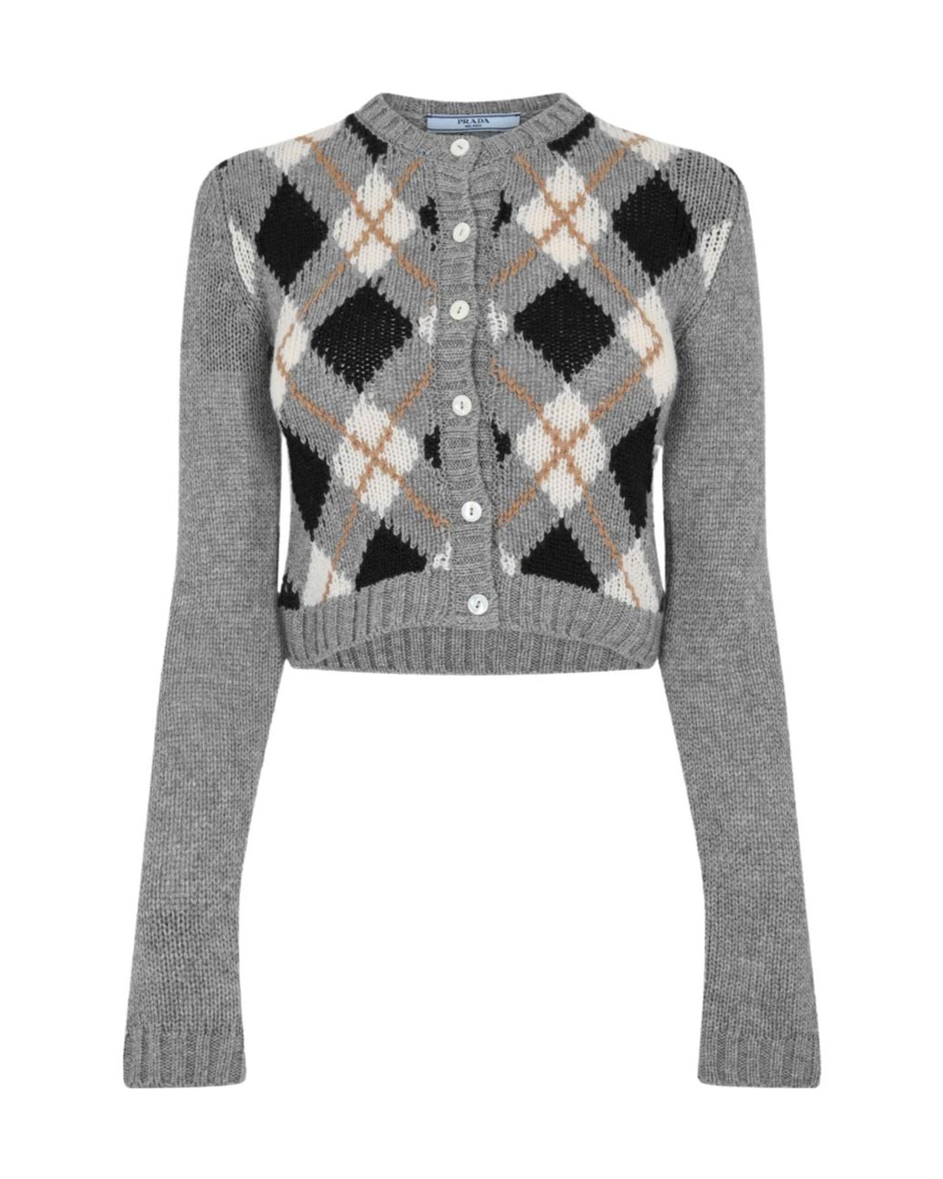 Prada Gray Cropped Knit Cardigan