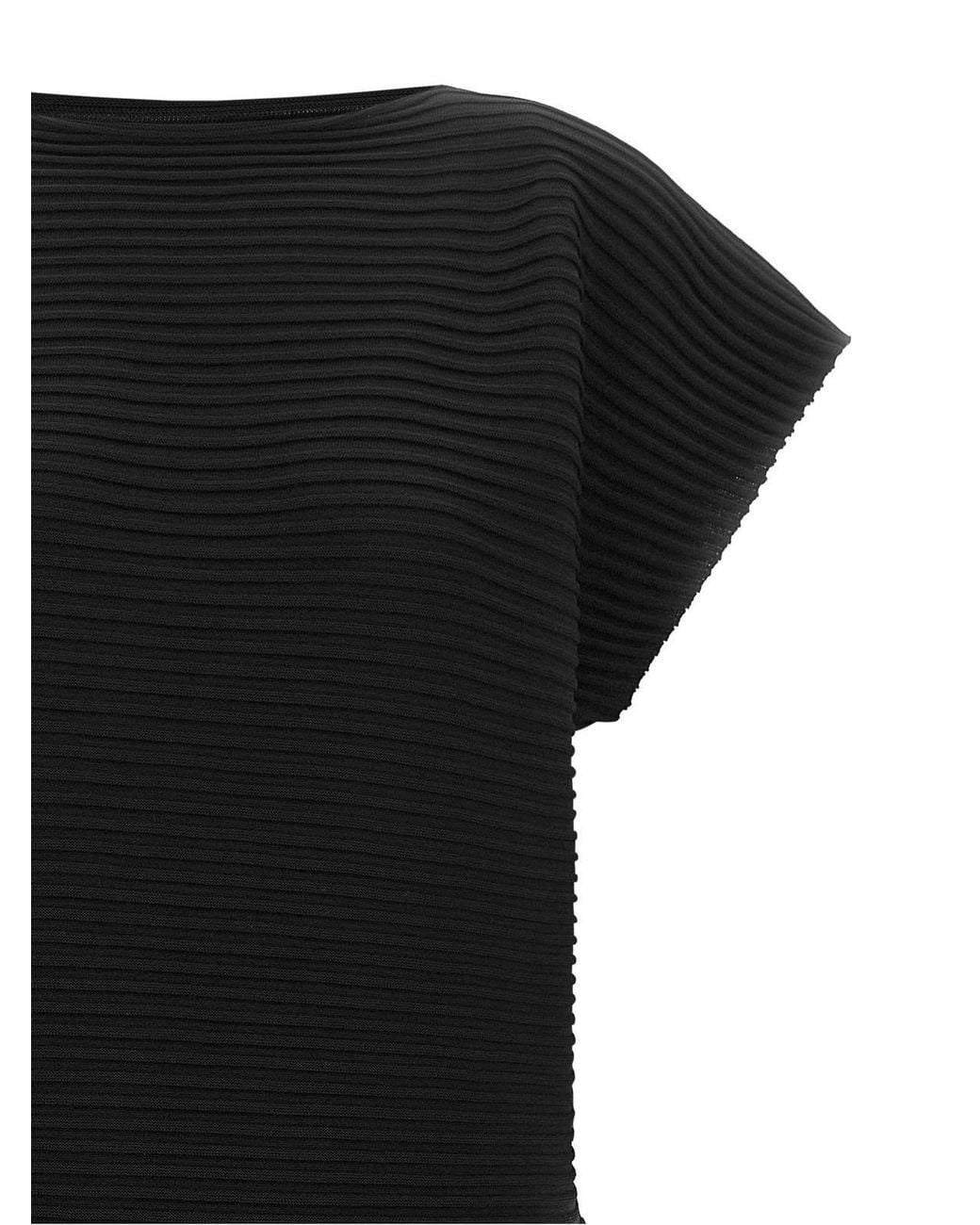 Pleats Please Issey Miyake Black Zig Zag Cocoon Knitted Dress