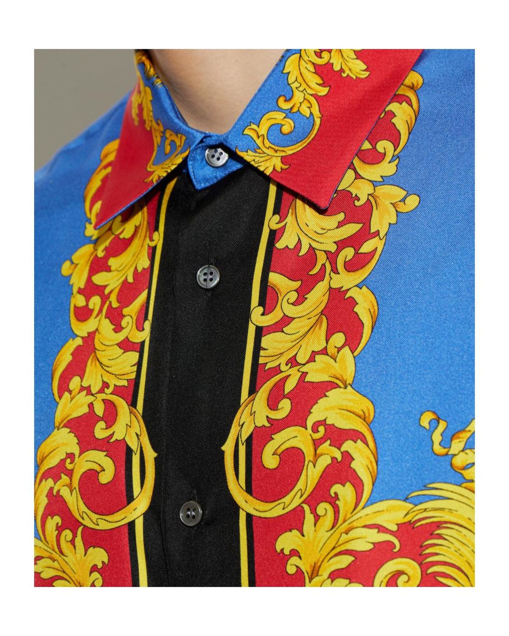 Versace Blue Baroque Sun Print Shirt for men