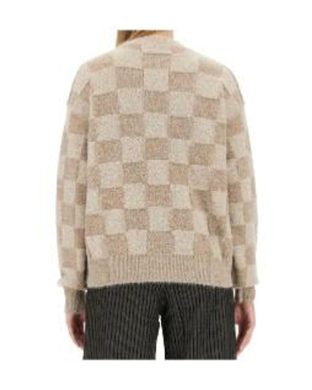Uma Wang Natural Checkerboard Knitted Cardigan