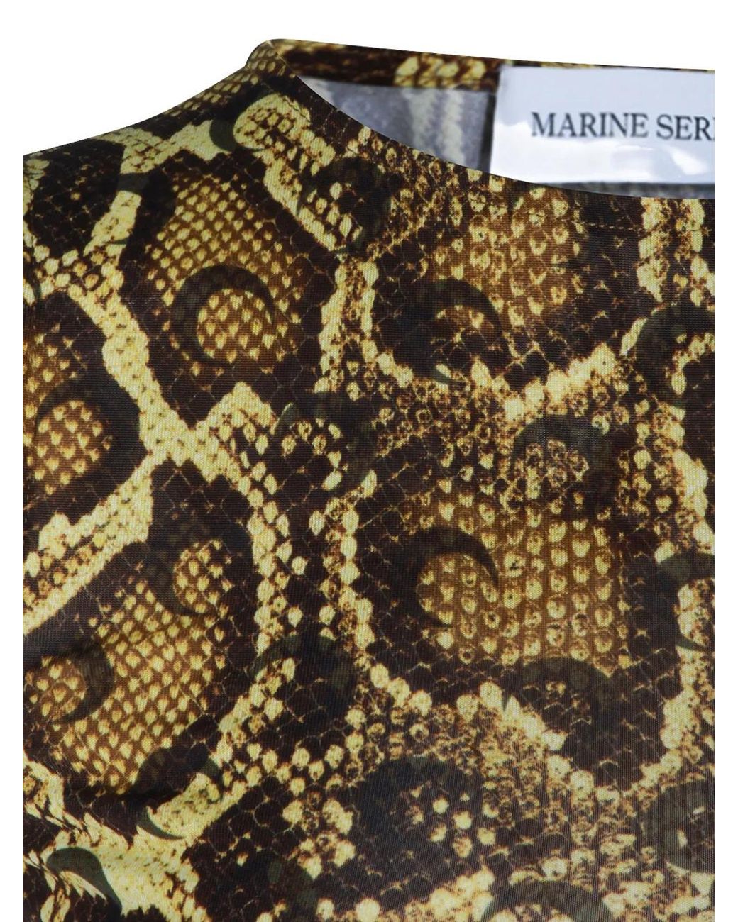 MARINE SERRE Metallic Snake-Print Asymmetric Dress