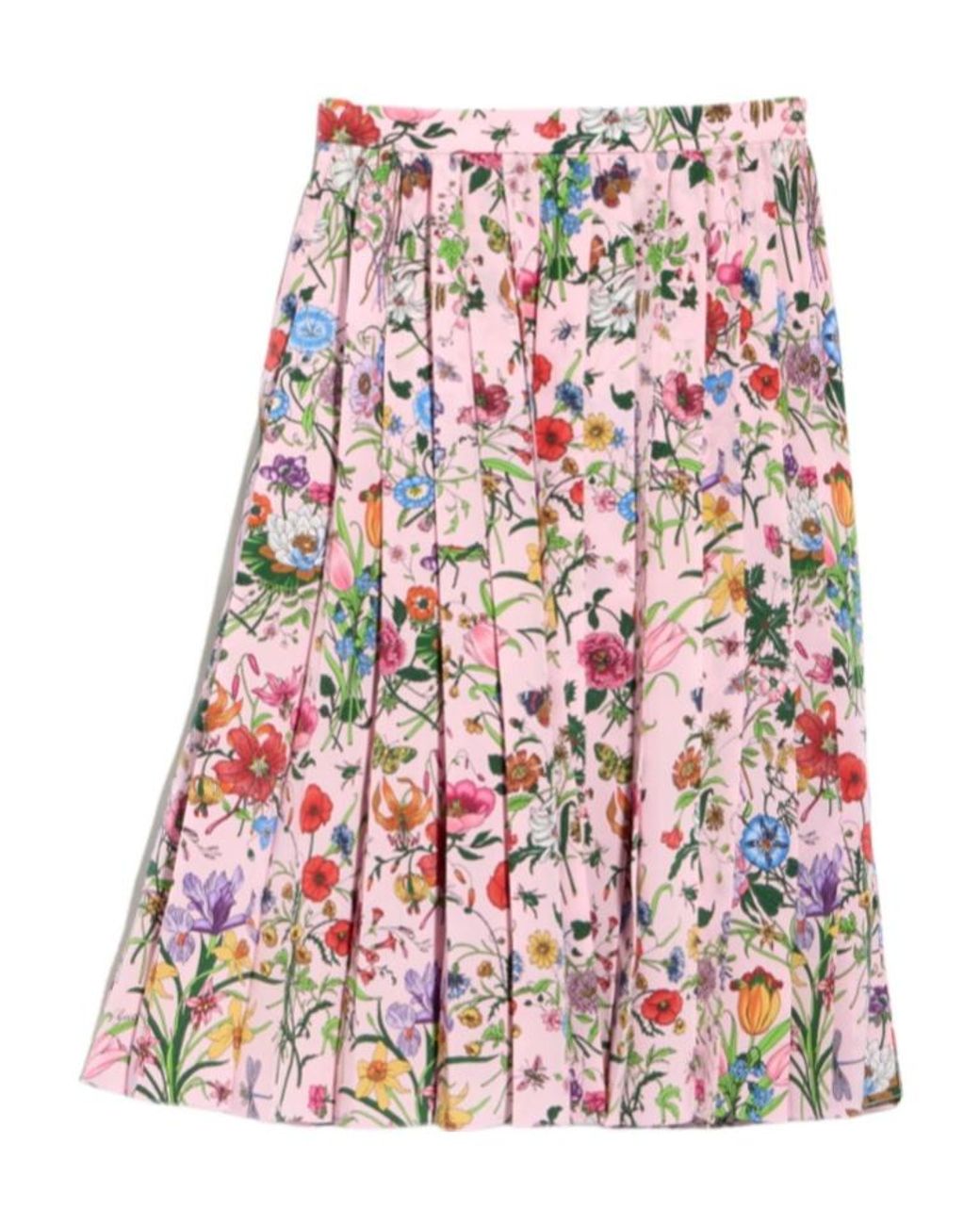 Gucci Red Printed Silk Pleated Skirt