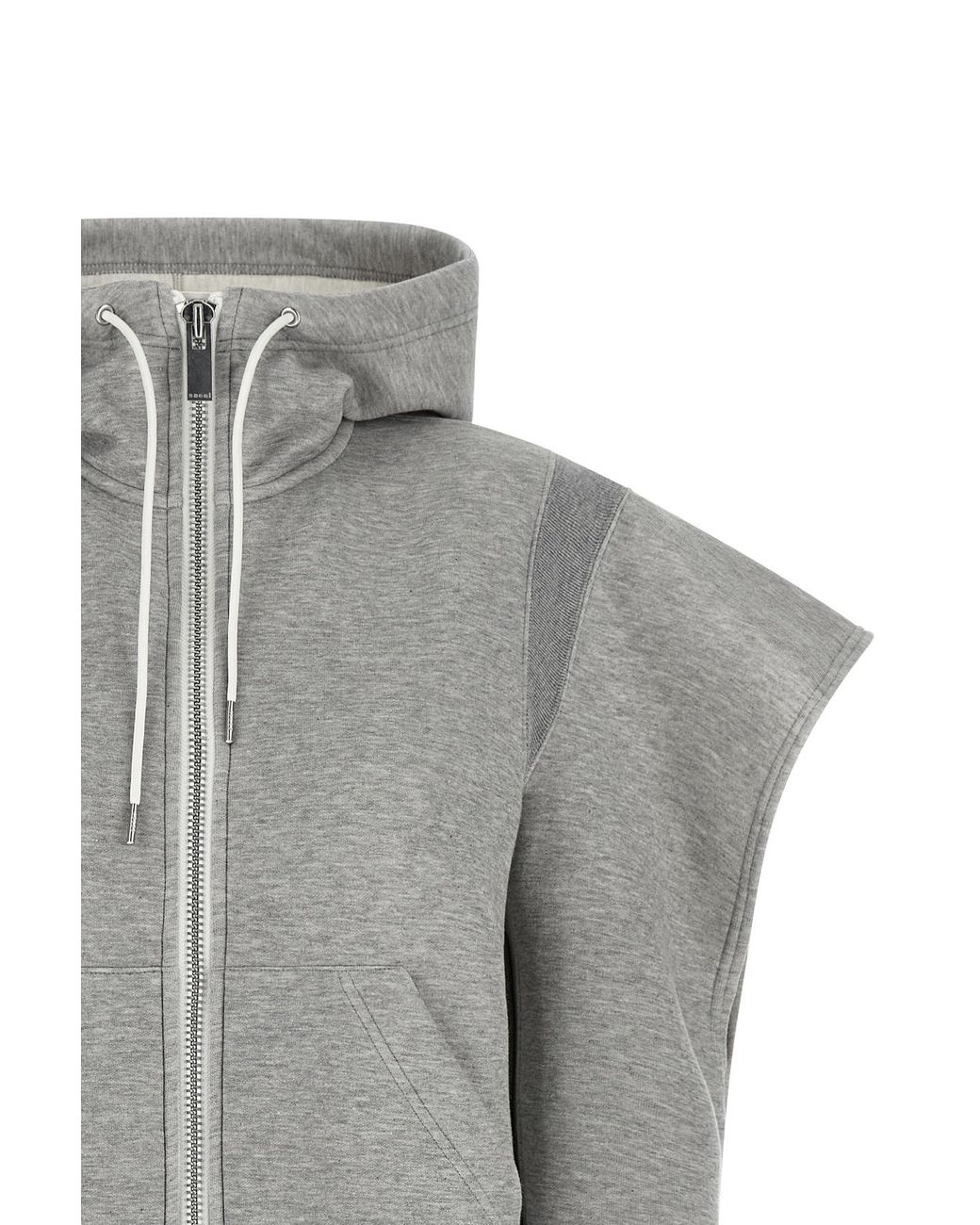 Sacai Gray Sponge Sweat Zip-Up Hoodie