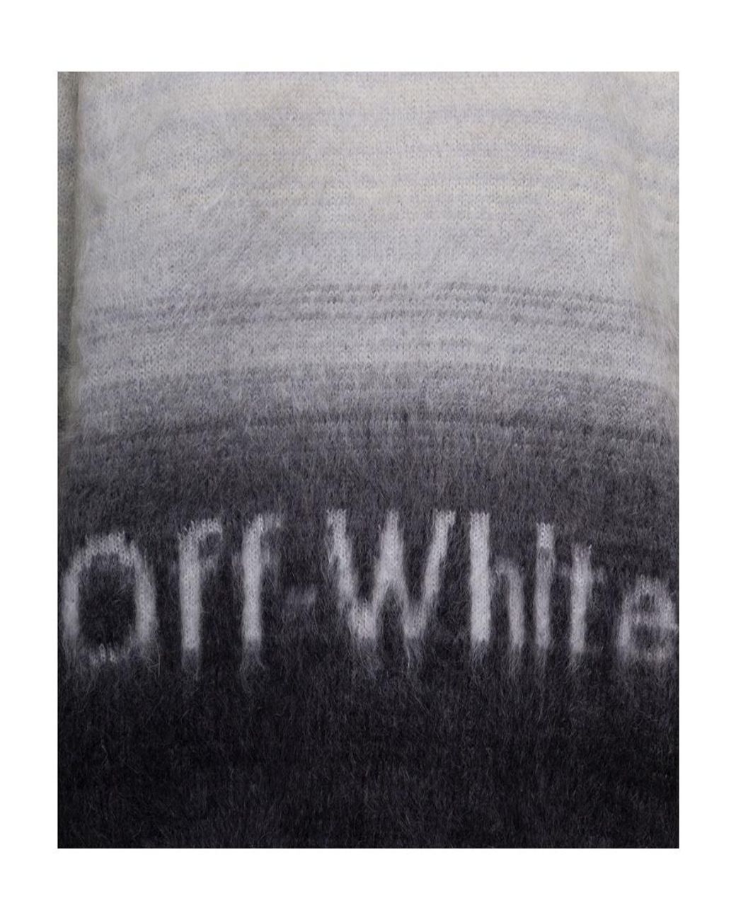 Off-White c/o Virgil Abloh Gray Intarsia-Logo Crew-Neck Jumper