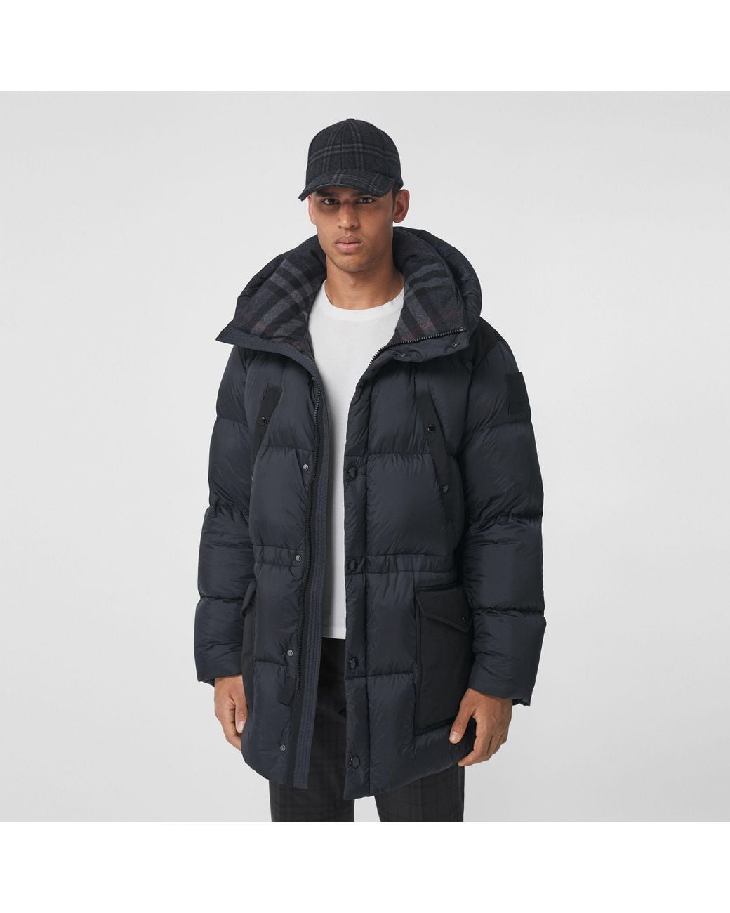 Burberry Blue Logo Appliqué Nylon Puffer Coat for men