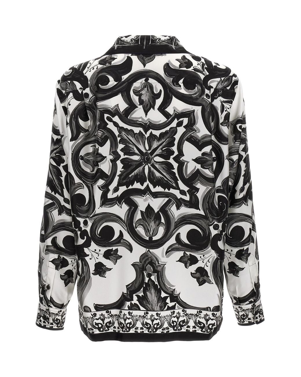 Dolce & Gabbana White Majolica Printed Twill Shirt for men