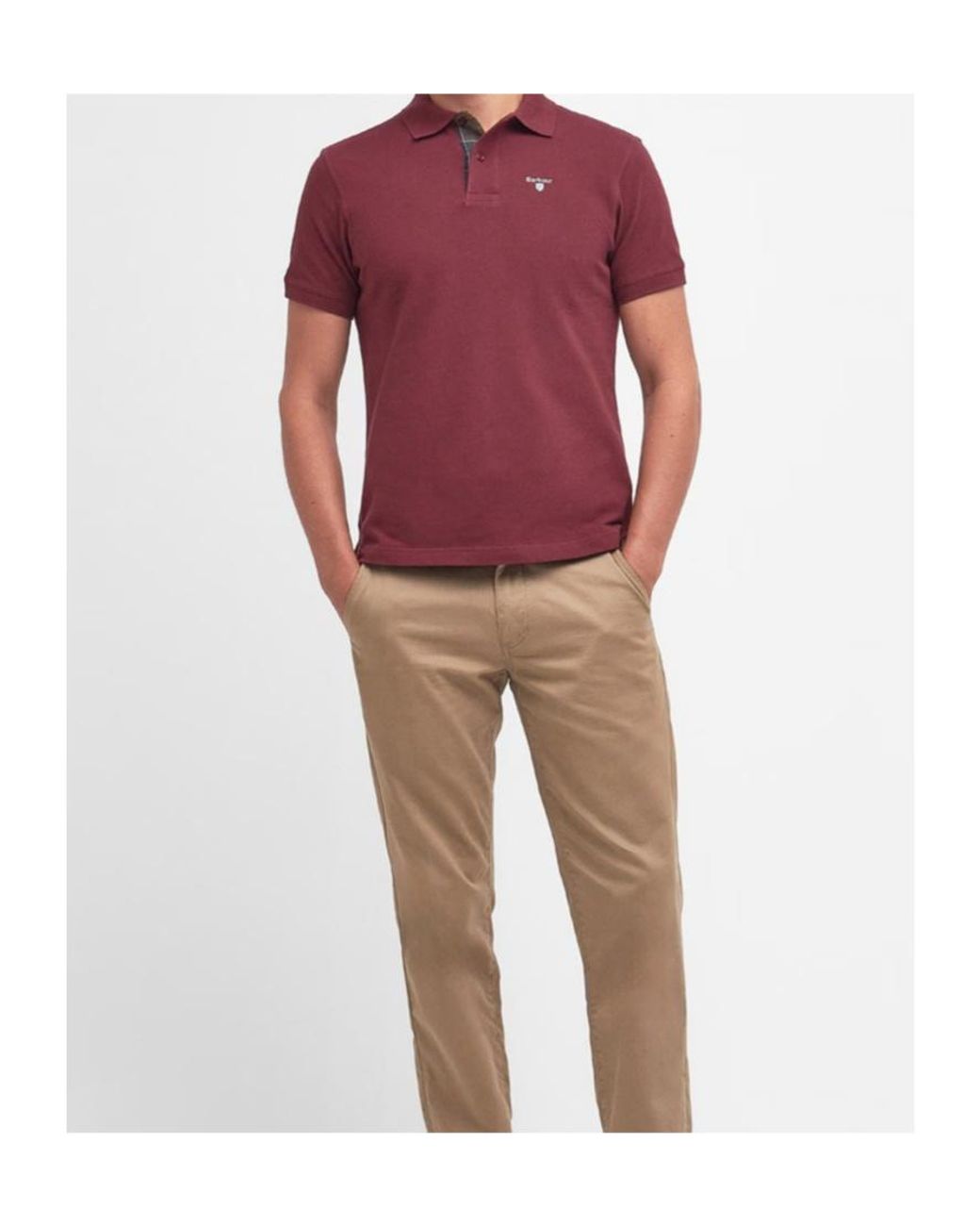 Barbour Red Tartan Pique Polo Shirt for men