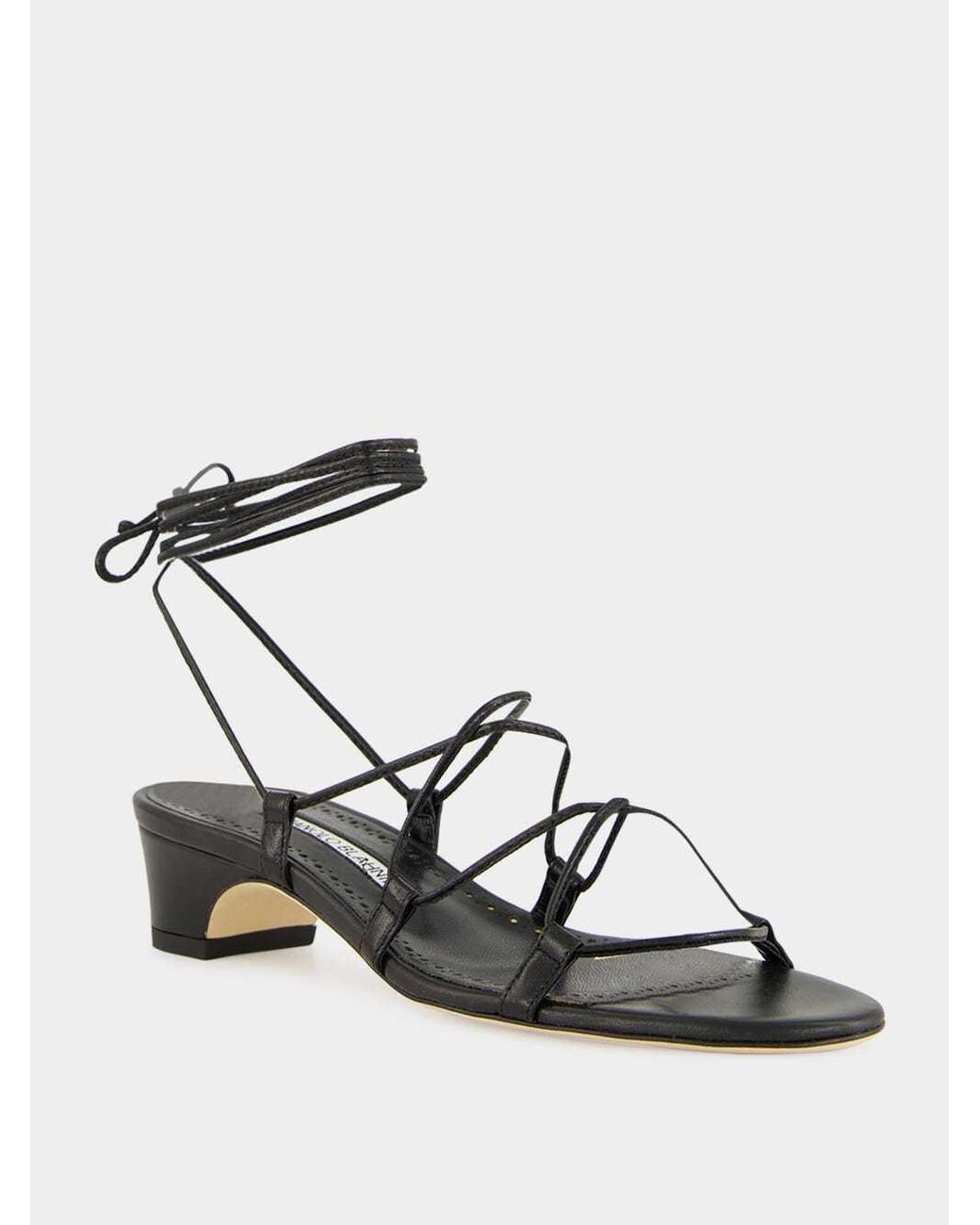 Manolo Blahnik Black Cross-Strap Sandals