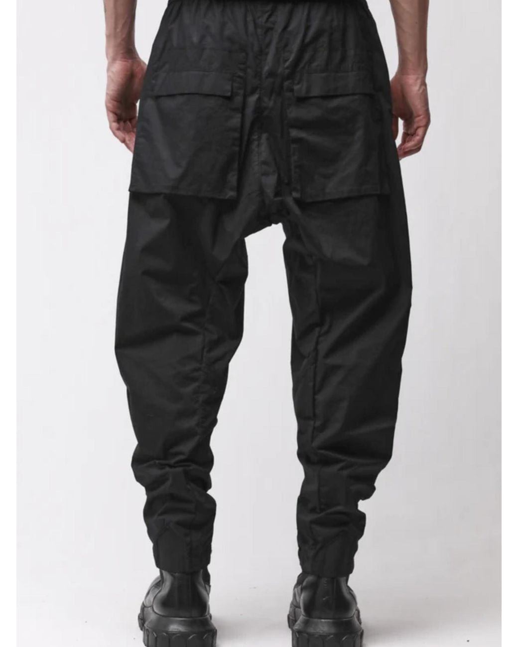 Thom Krom Black Buckle-Fastening Drop-Crotch Trousers for men