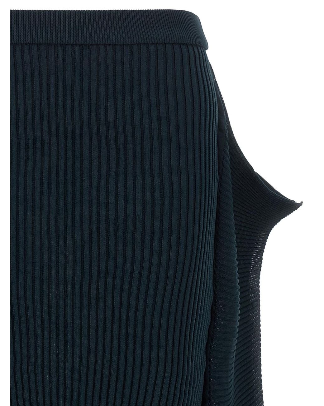 Issey Miyake Blue Prance Draped Ribbed Skirt