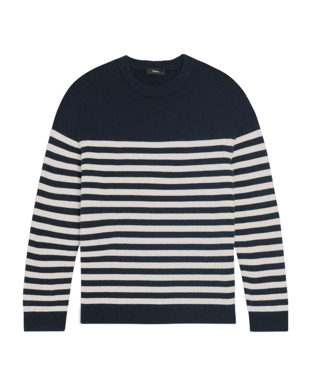 Theory Blue Striped Crewneck Knit Sweater for men