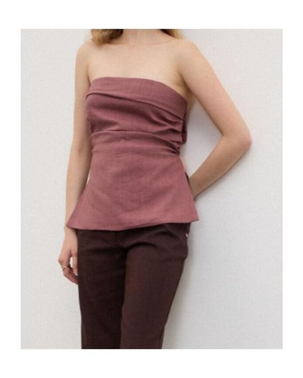 Ottod'Ame Purple Ottod'Ame Draped Strapless Tie-Back Top