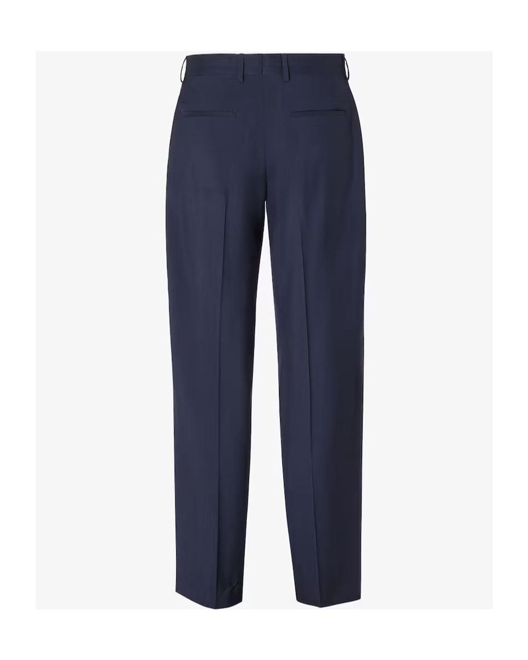 Fendi Blue Straight-Leg Pleated Tailored Pants for men
