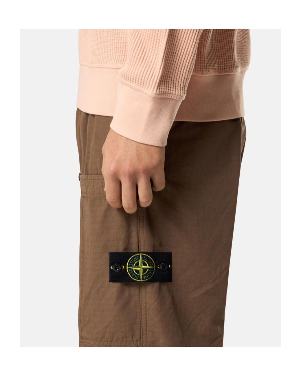Stone Island Brown Compass-Badge Elasticated Waistband Trousers for men